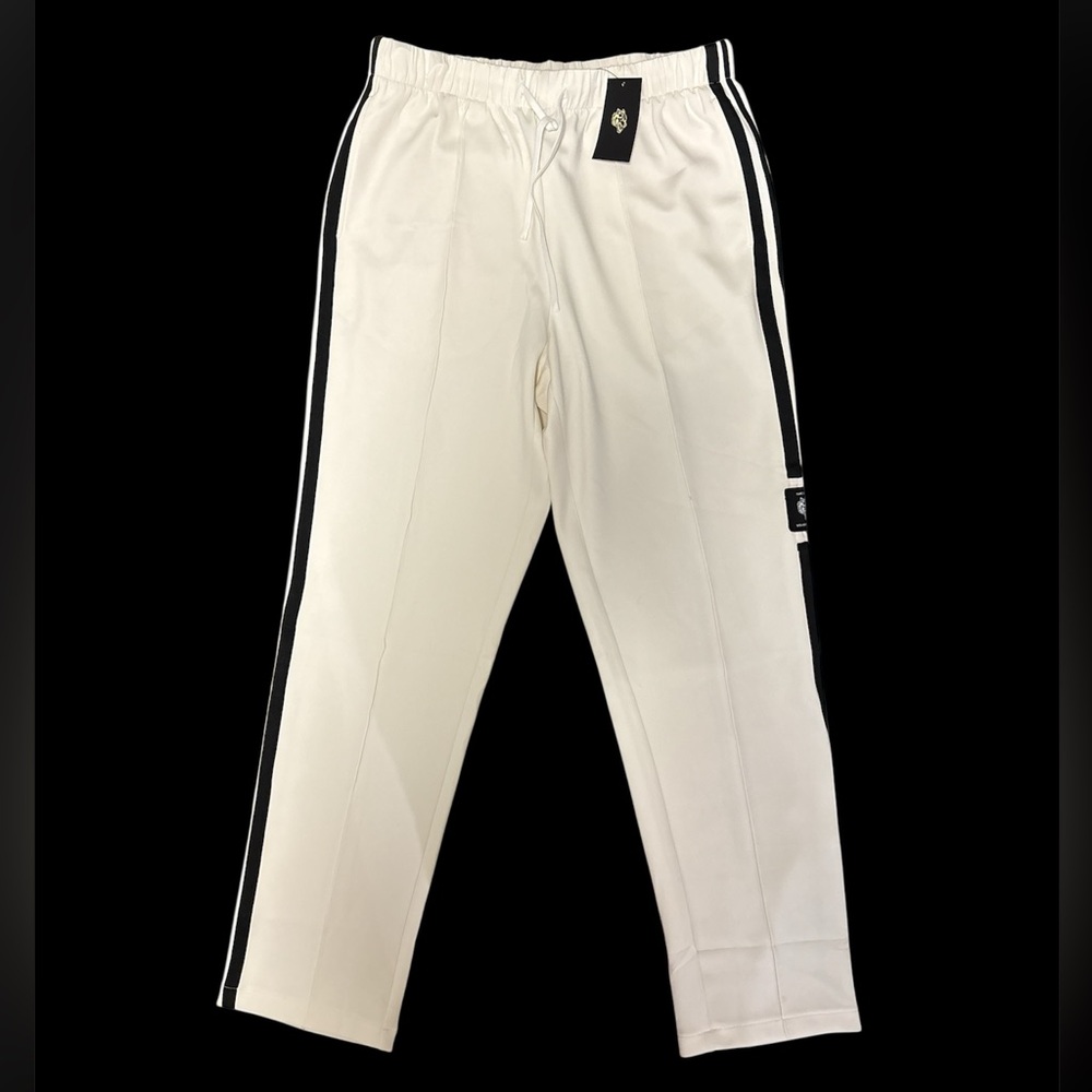 Darc Sport Cream/ Black Stripes Track Pants Size: Large - Picture 2 of 9